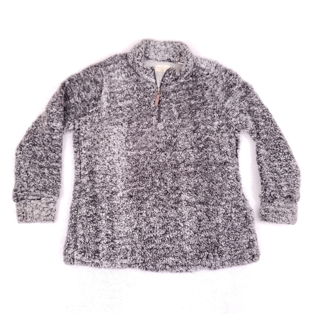 Weatherproof Vintage Sherpa Pullover XL 1/4 Zip Gray Fleece‎ Gorpcore Pockets